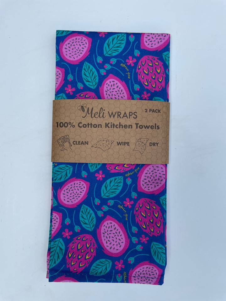 Organic Cotton Kitchen Towels, Dragonfruit, 2 Ct.