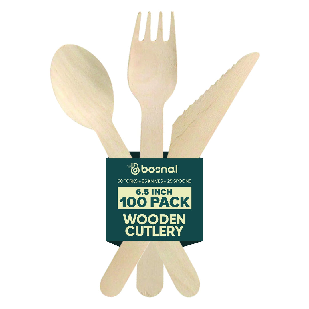Biodegradable Birch Wood Flatware Set, 6.5", 100 Ct.