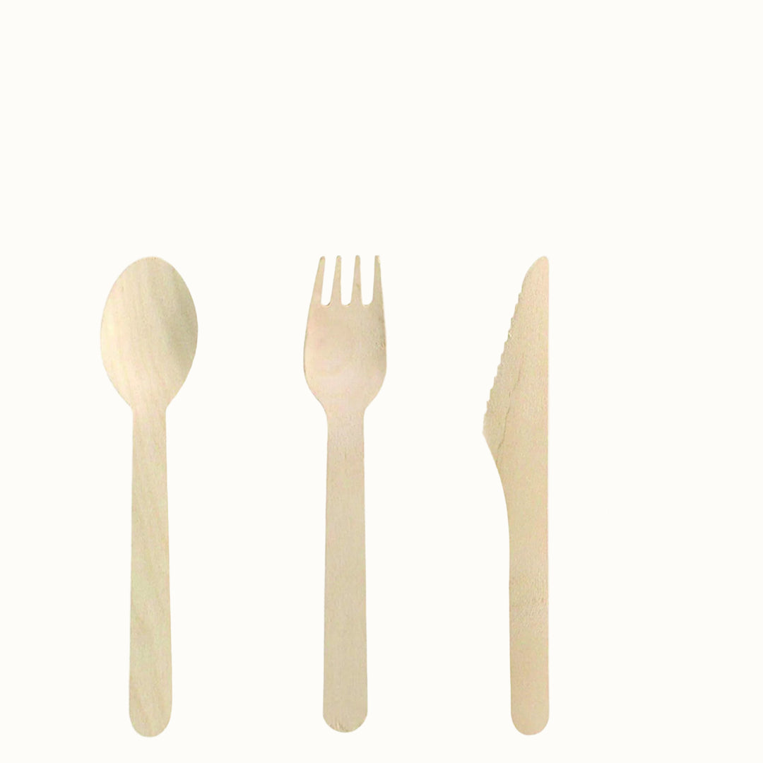 Biodegradable Birch Wood Flatware Set, 6.5", 100 Ct.