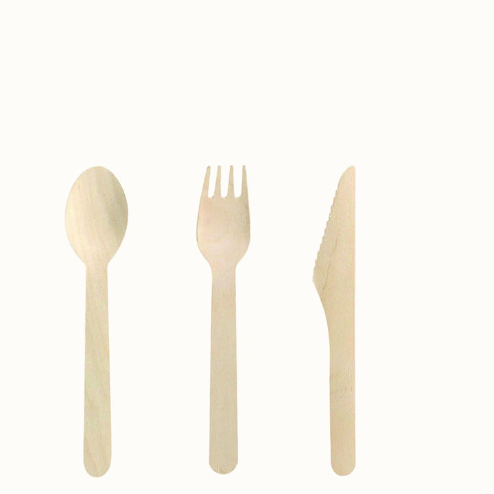 Biodegradable Birch Wood Flatware Set, 6.5", 100 Ct.