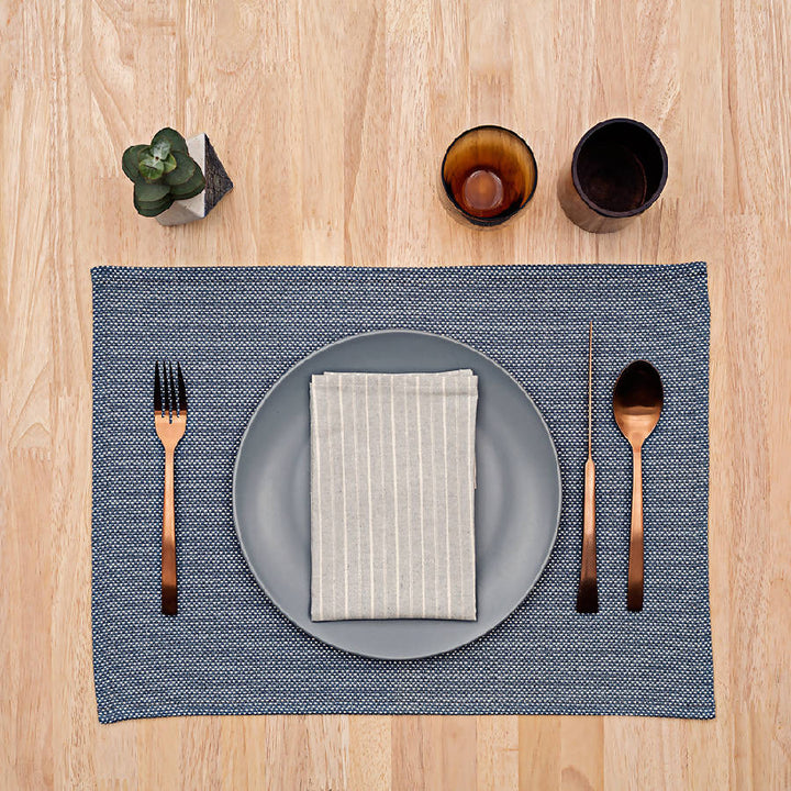 Upcycled Cotton Cloth Table Napkins, Striped Grey, 4 Ct.