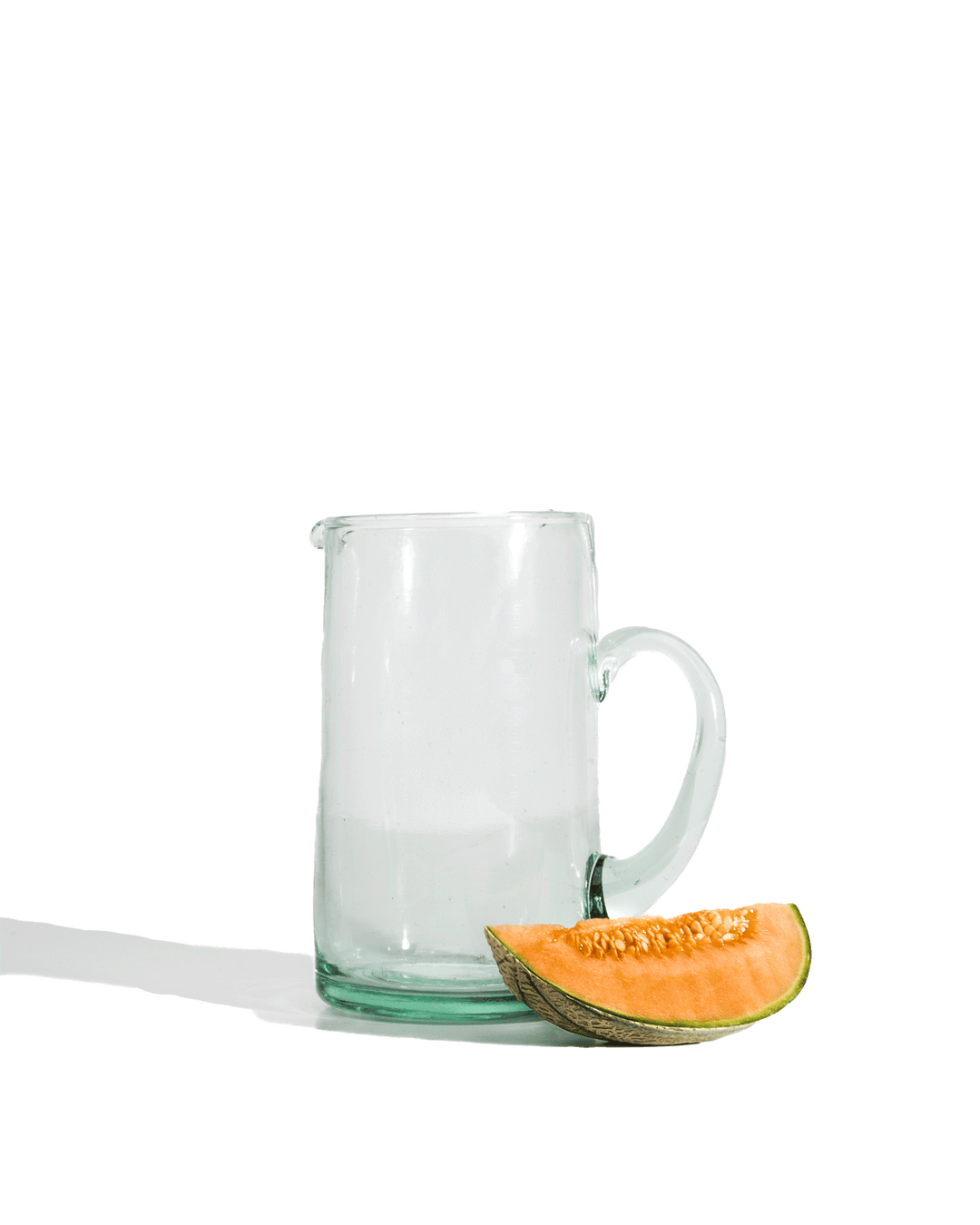 Handcrafted Recycled Glass Pitcher, Clear, 4.33" x 7.48"