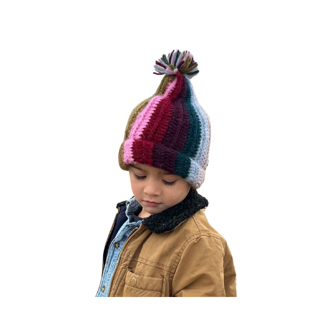 Kids Rainbow Alpaca Beanie Hat