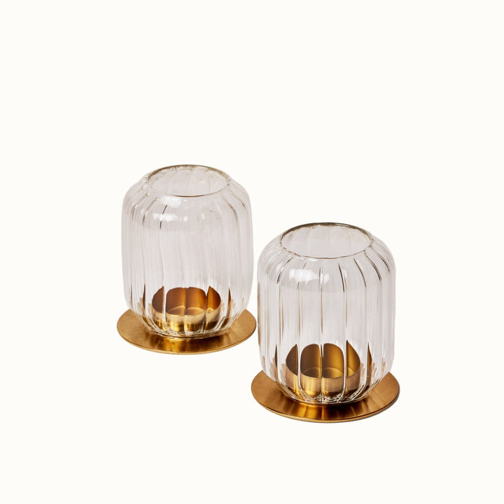 Handcrafted Fluted Borosilicate Glass Lanterns, 2 Ct.