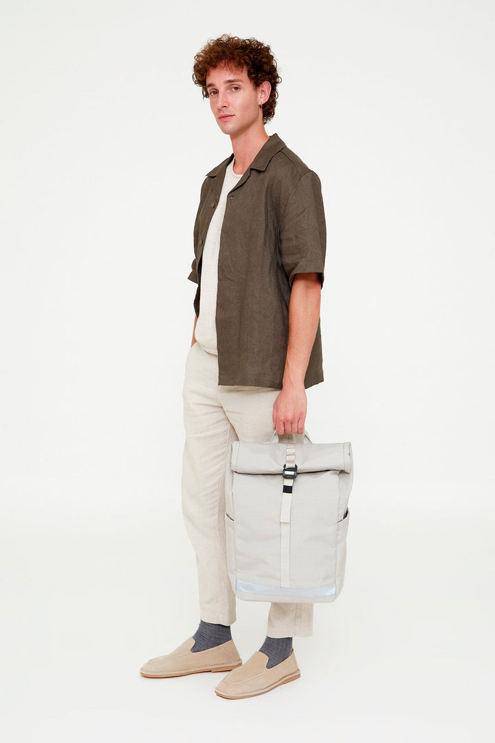 Vegan RPET Roll Backpack, Fossil