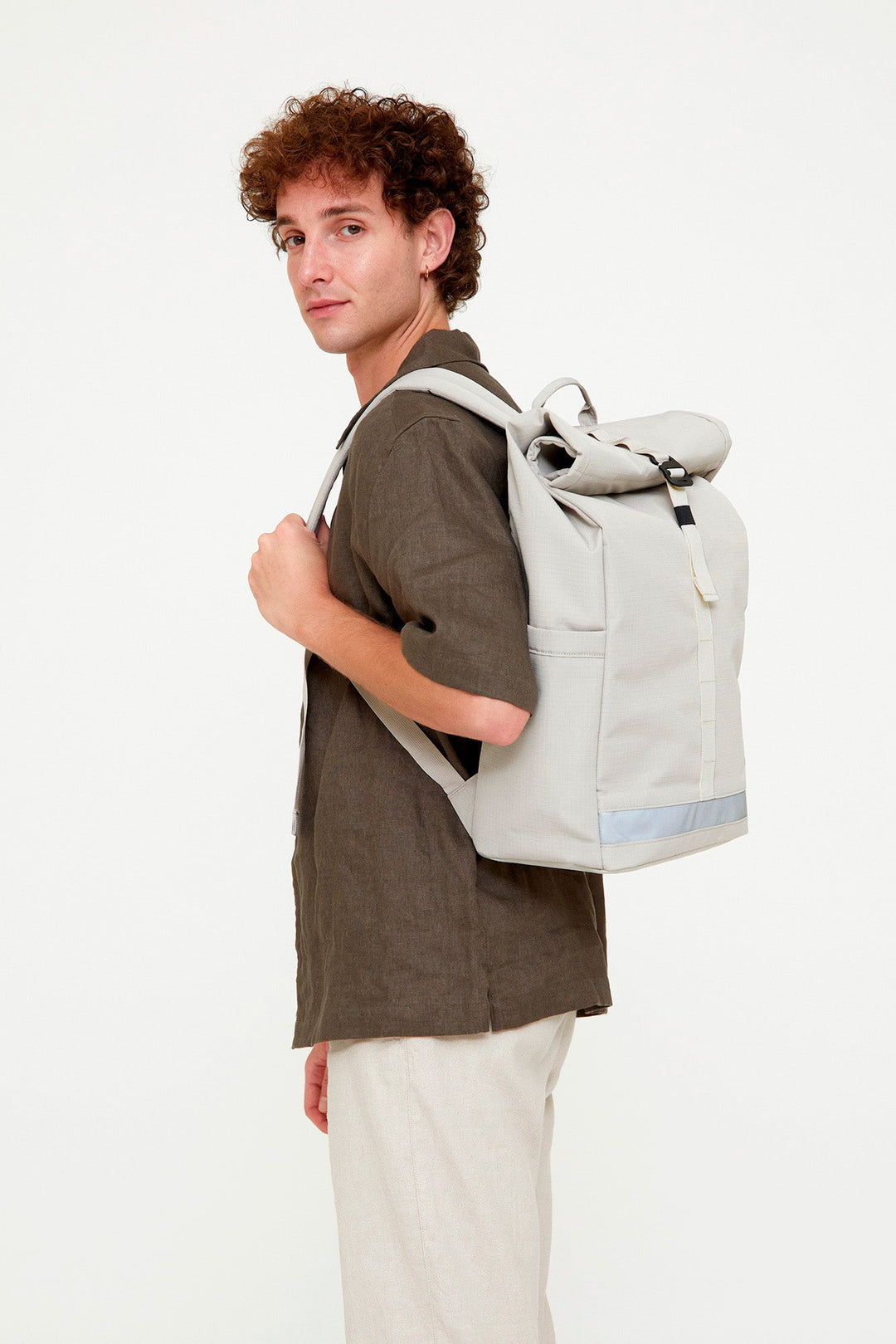 Vegan RPET Roll Backpack, Fossil