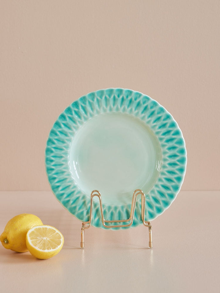 Handcrafted Ceramic Dinner Plates, Aqua, 6 Ct.