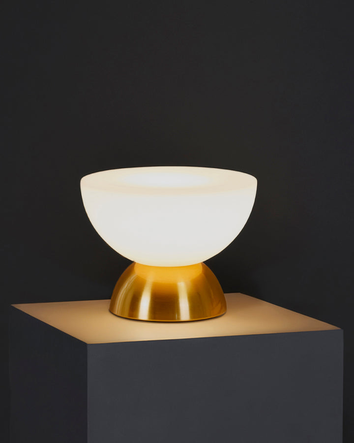 Dimmable Brass Double Dome Frosted Glass Table Lamp