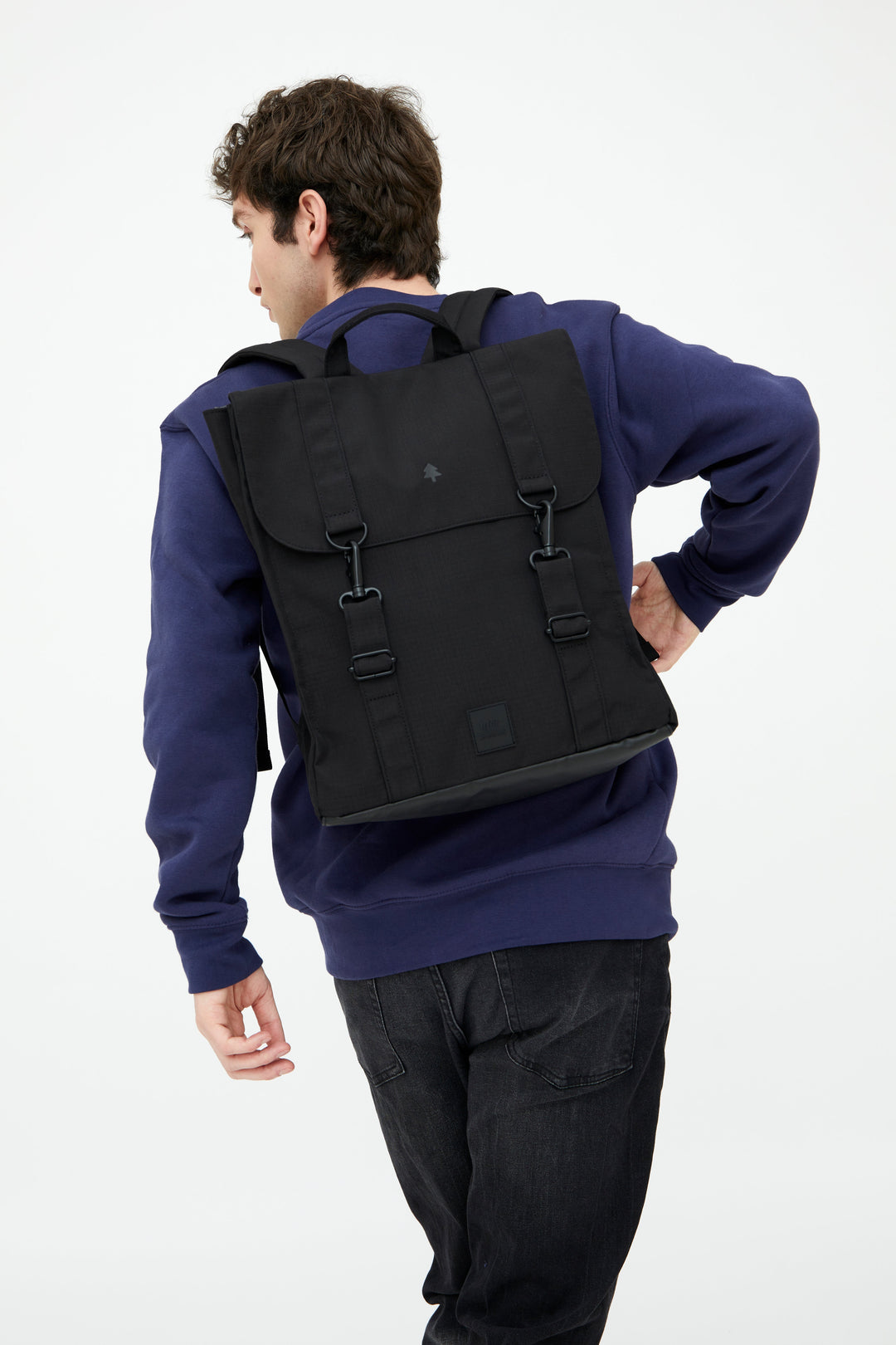 Fair-Trade Handcrafted XL Laptop Backpack, 16.8L, Black