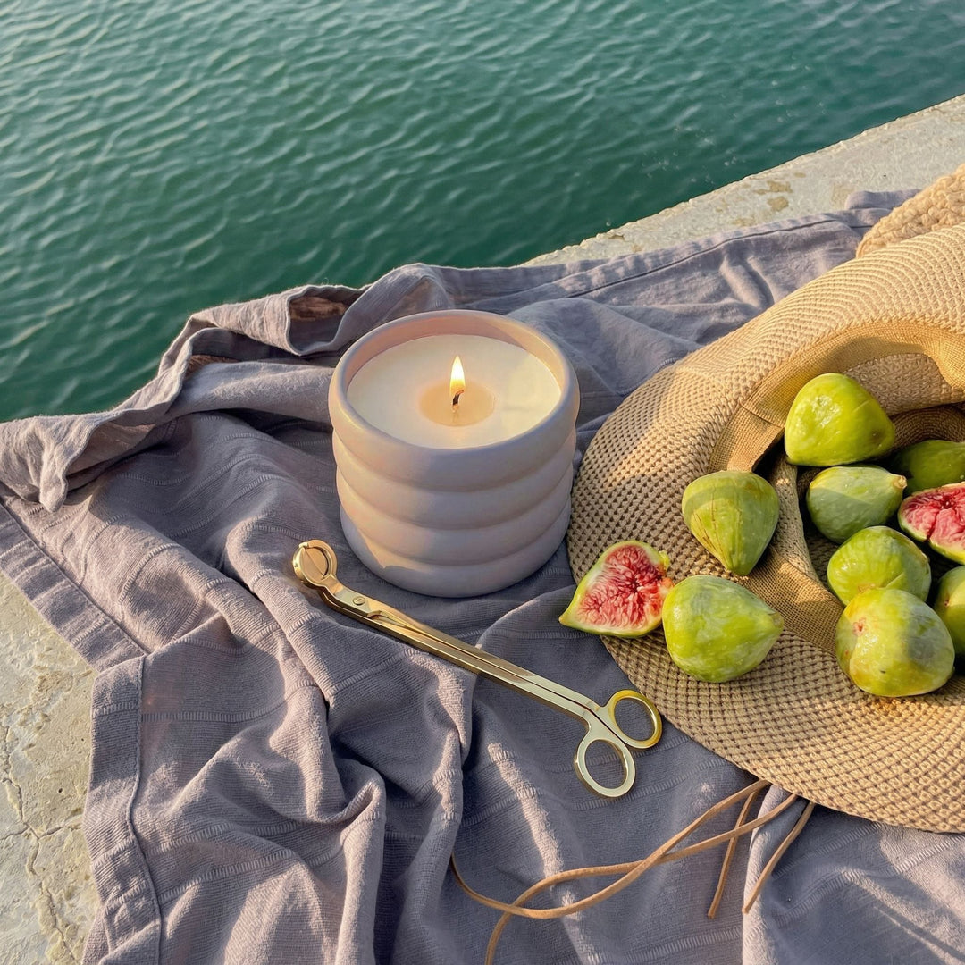 Handcrafted Soy Wax Ceramic Candle &amp; Wick Trimmer Set
