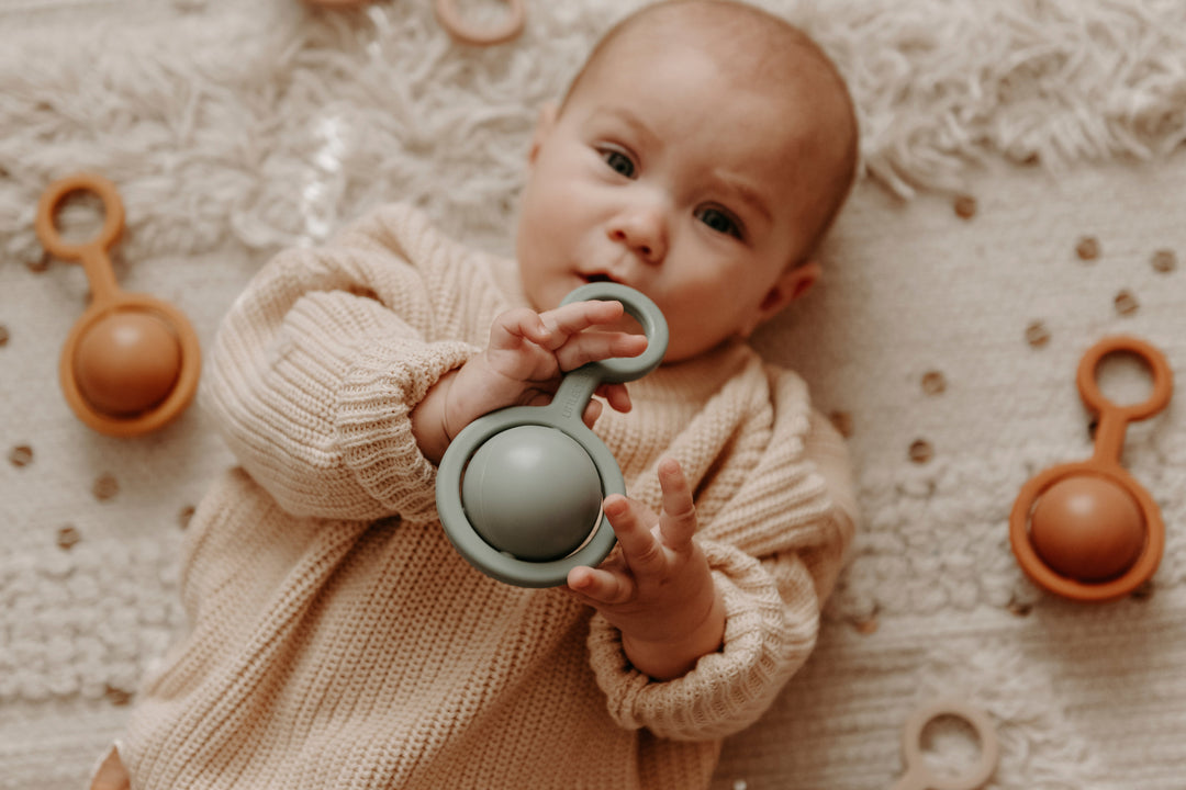 Non-Toxic Food-Grade Silicone Baby Rattle, Green