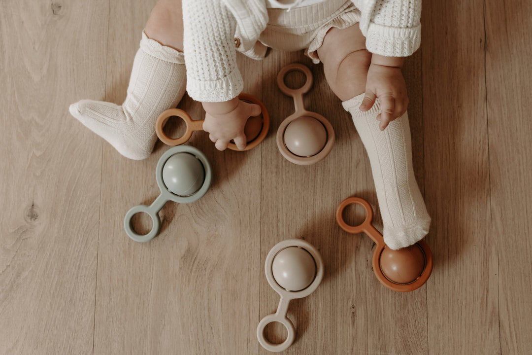 Non-Toxic Food-Grade Silicone Baby Rattle, Green