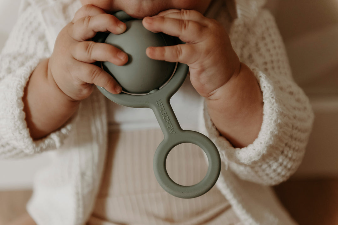 Non-Toxic Food-Grade Silicone Baby Rattle, Green