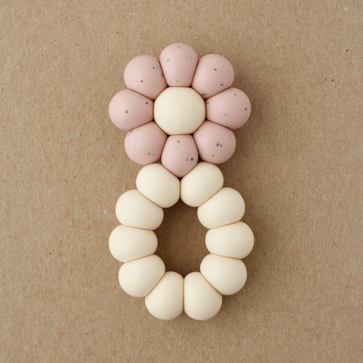 Handcrafted Food-Grade Silicone Teether, Speckled Rose