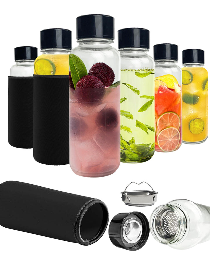 BPA-Free Glass Infuser Water Bottles, 6 Ct.