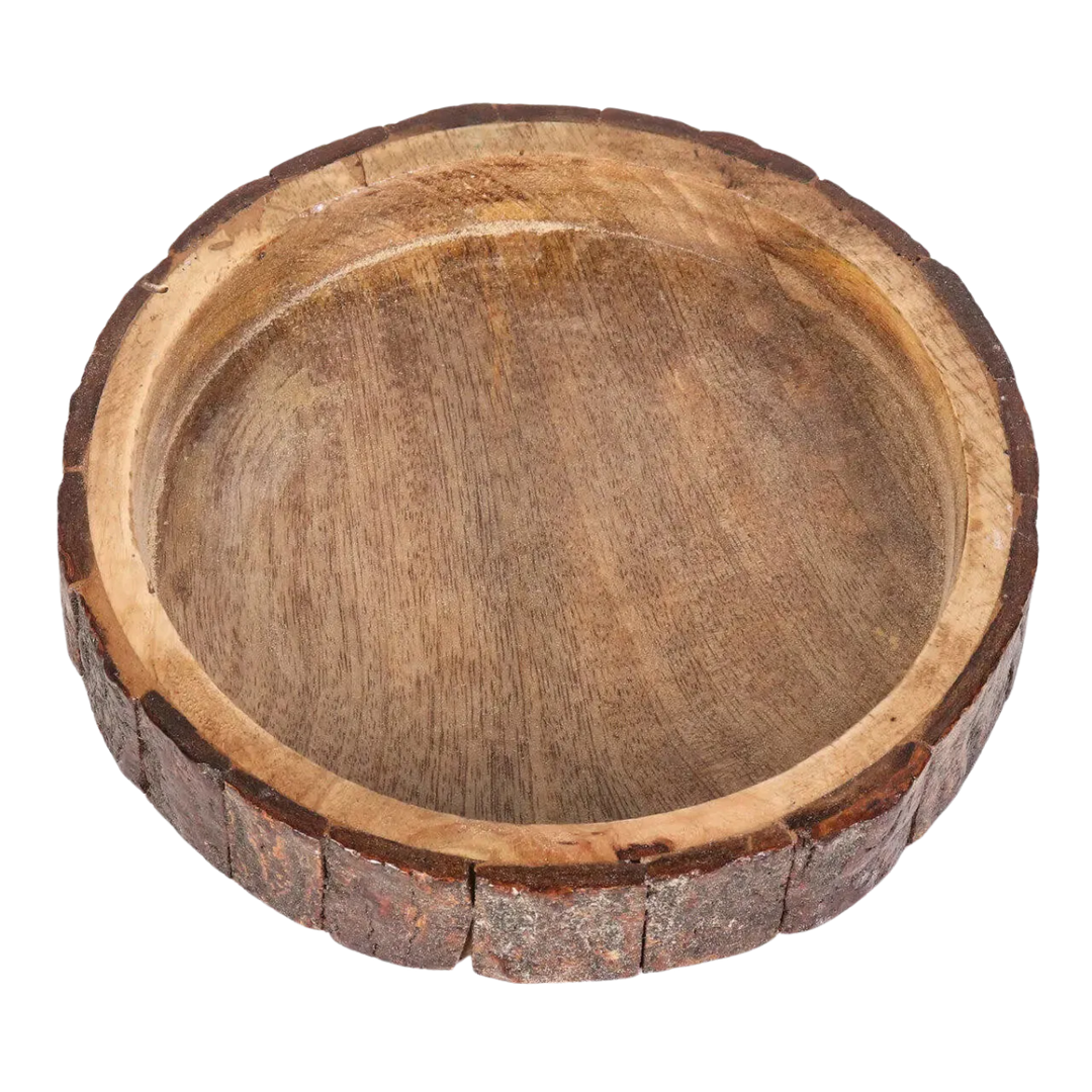 Mango Wood Bark Nut Bowl Set