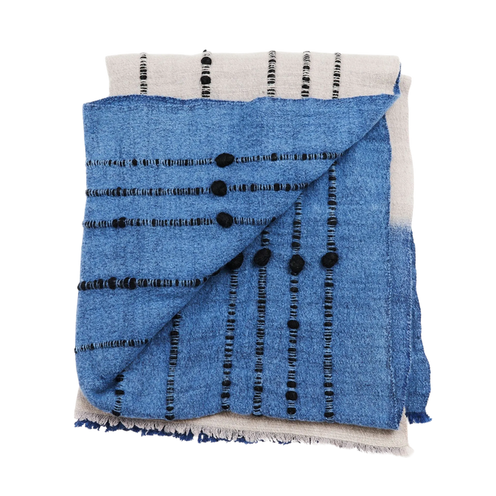 Mari Blue Gray Merino Throw Blanket