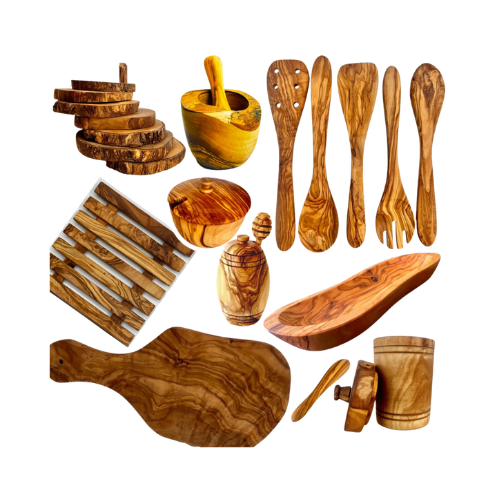 25 Piece Mediterranean Olive Wood Kitchen Set