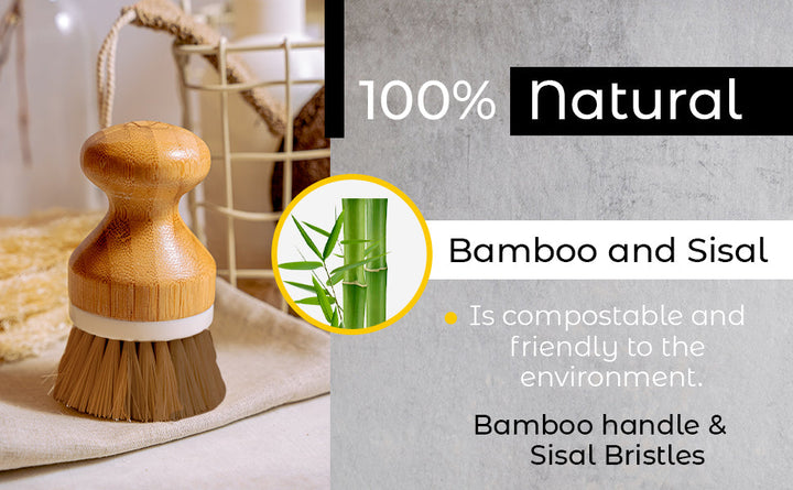 Compostable Sisal &amp; Bamboo Dish Brush, 3.15" x 1.7"