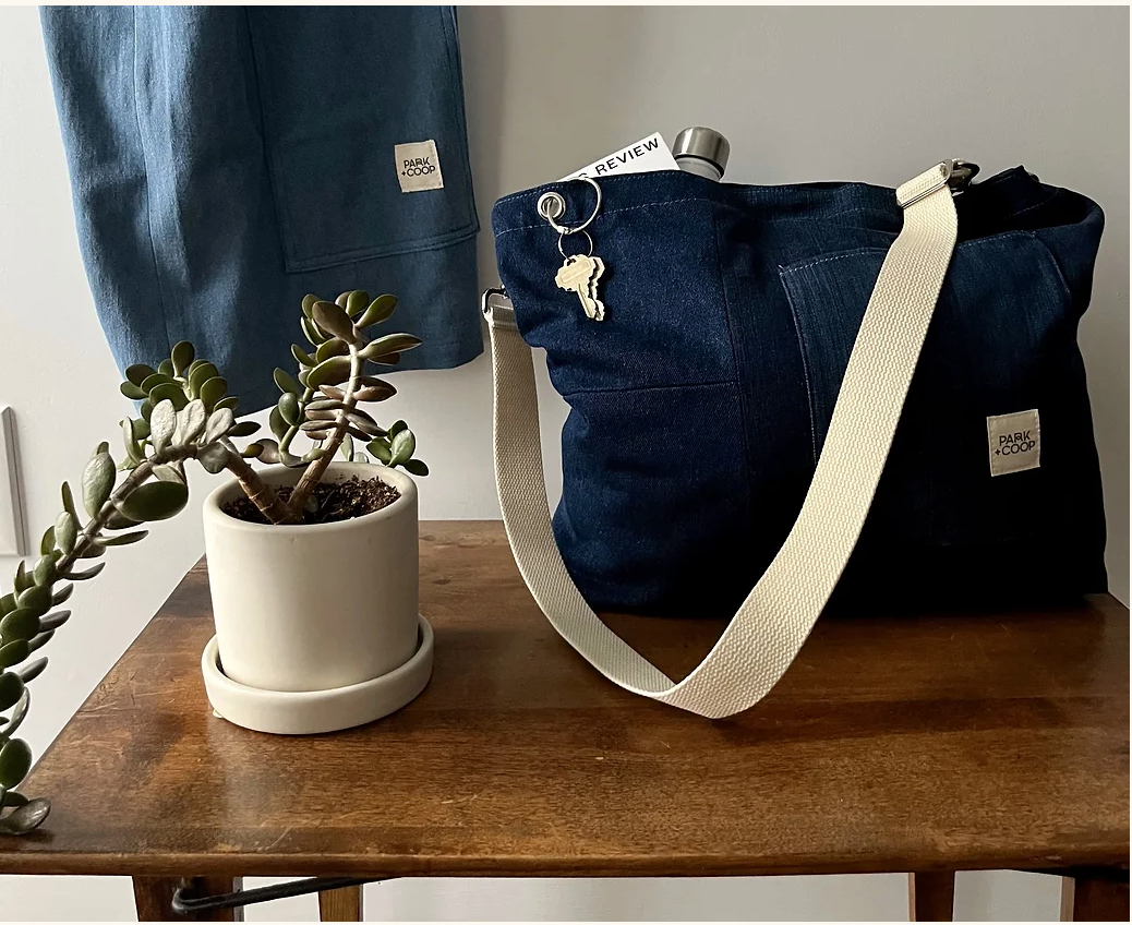 Upcycled Denim Market Tote Bag, Modular &amp; Washable