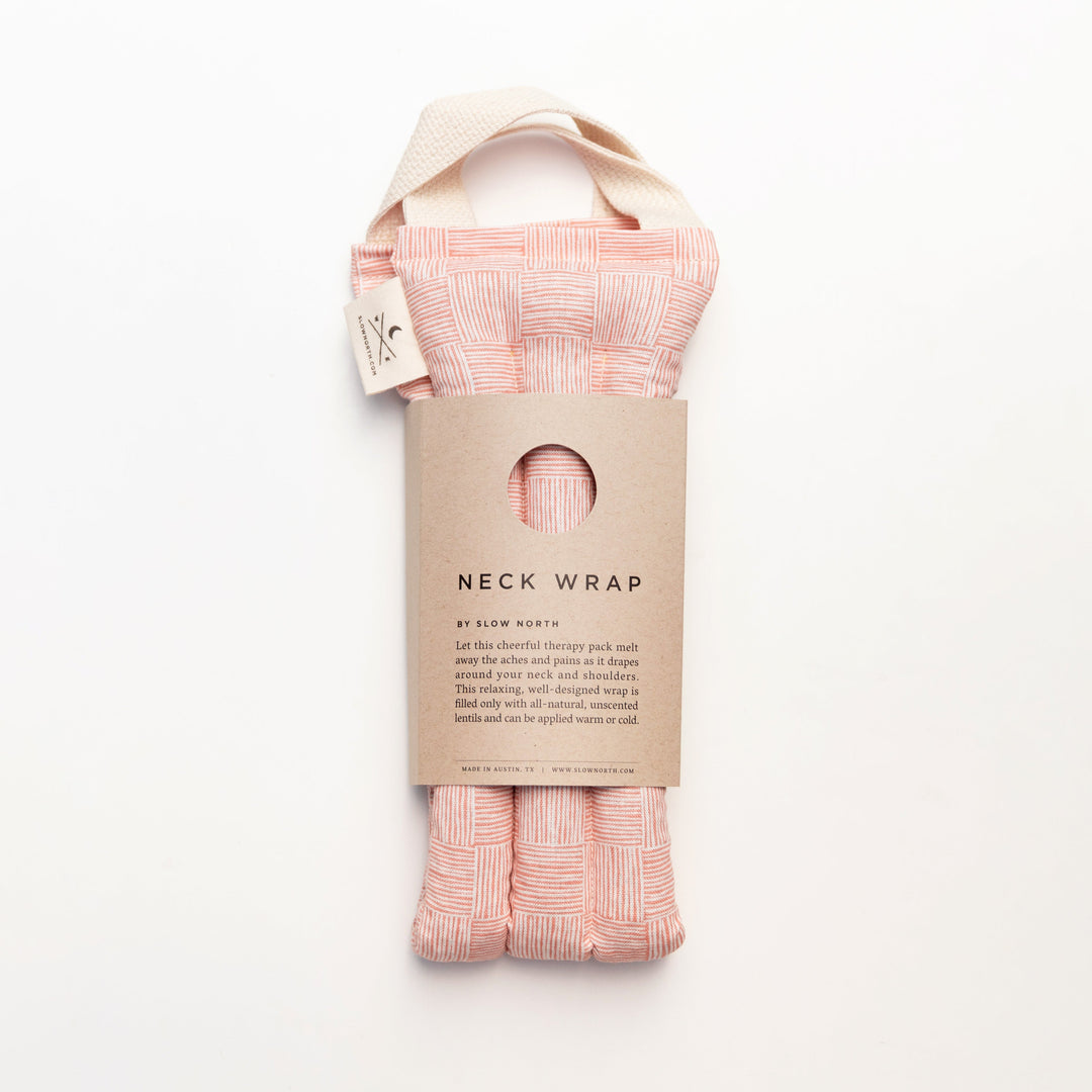 Handcrafted Linen Neck Wrap, Pink, 28"