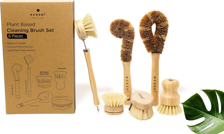 Biodegradable Bamboo Kitchen Brush Set, 6 Ct.