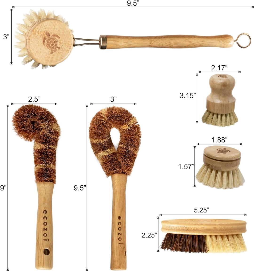 Biodegradable Bamboo Kitchen Brush Set, 6 Ct.