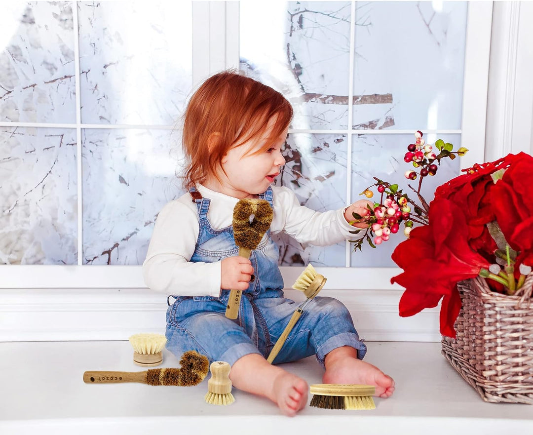 Biodegradable Bamboo Kitchen Brush Set, 6 Ct.