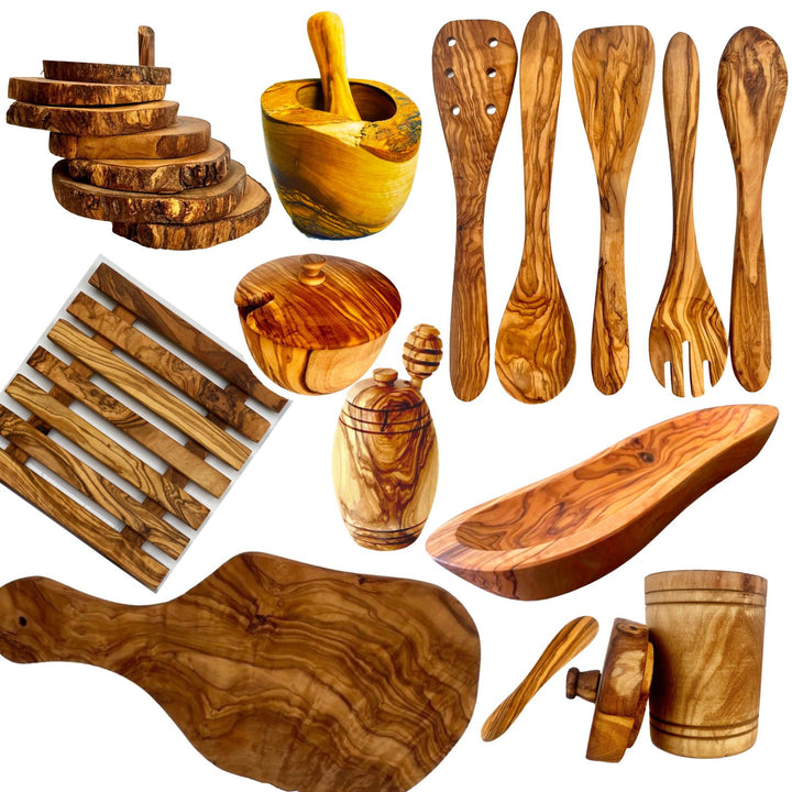 Handcrafted Olive Wood Kitchen Utensil Set, 25 Ct.