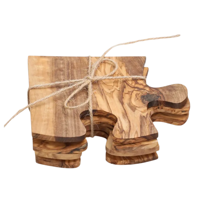 Olive Wood Puzzle Coaster Set
