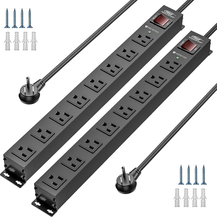 Heavy-Duty Recycled Aluminum Surge Protector, 8-Outlet, 6 Ft., 2 Ct.