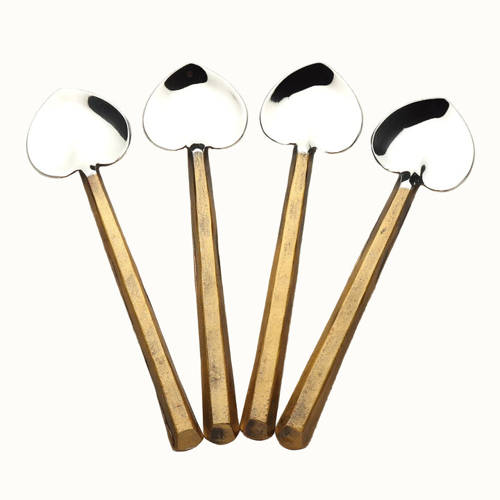 Handcrafted Gold Heart Spoon Flatware Set, 4 Ct.