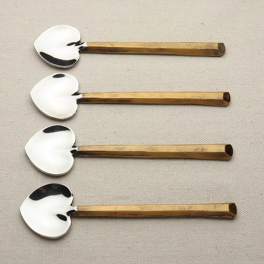 Handcrafted Gold Heart Spoon Flatware Set, 4 Ct.