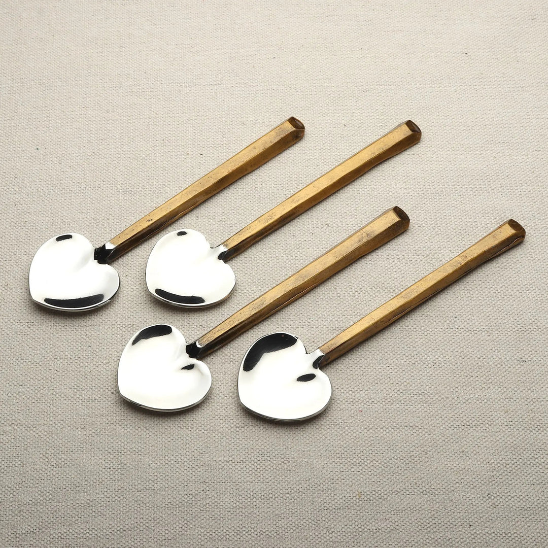 Handcrafted Gold Heart Spoon Flatware Set, 4 Ct.
