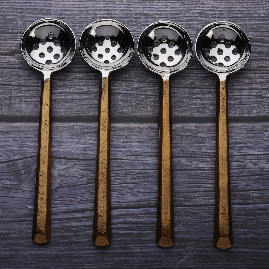 Handcrafted Gold Perforated Olive Spoons, 4 Ct.
