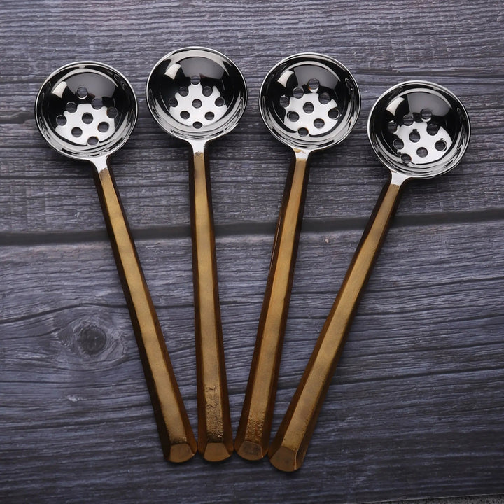 Handcrafted Gold Perforated Olive Spoons, 4 Ct.