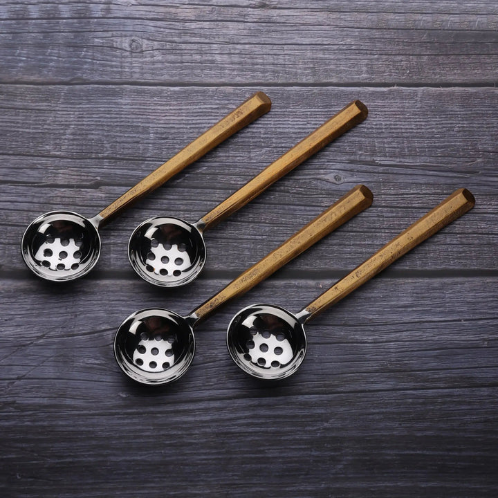 Handcrafted Gold Perforated Olive Spoons, 4 Ct.