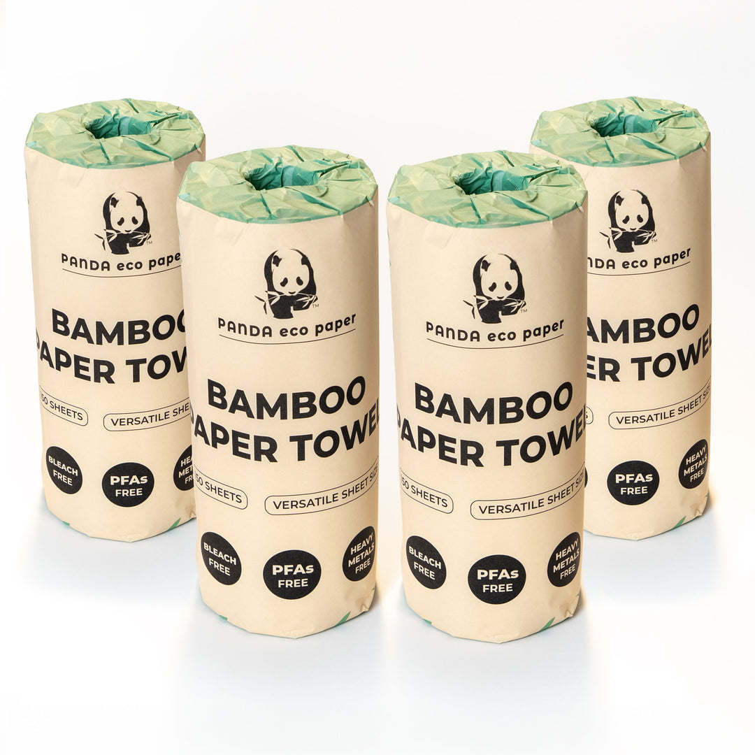 Biodegradable Unbleached Bamboo Paper Towels, PFAS-Free