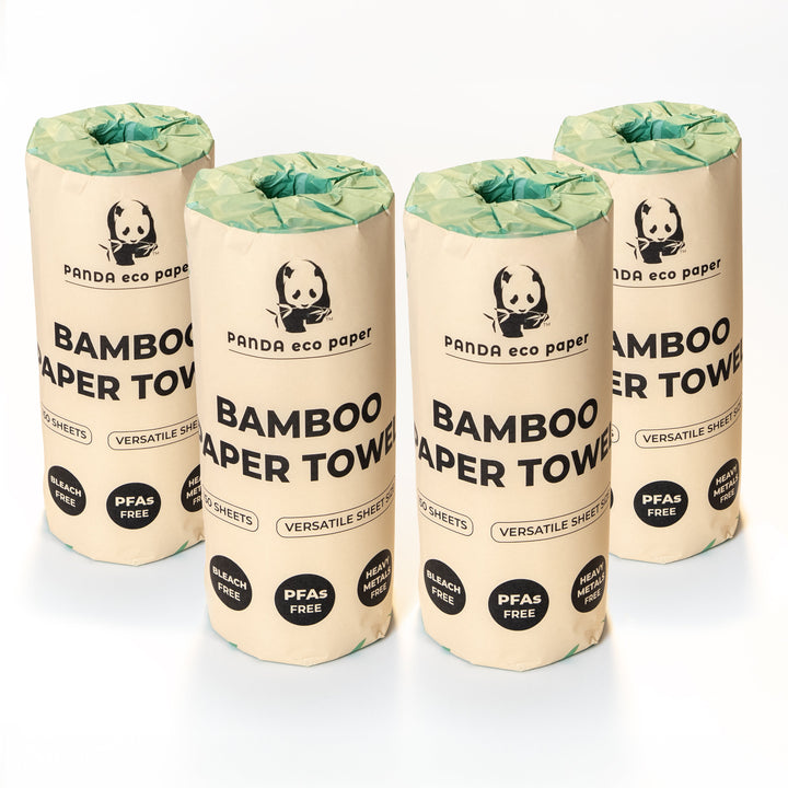 Biodegradable Unbleached Bamboo Paper Towels, PFAS-Free