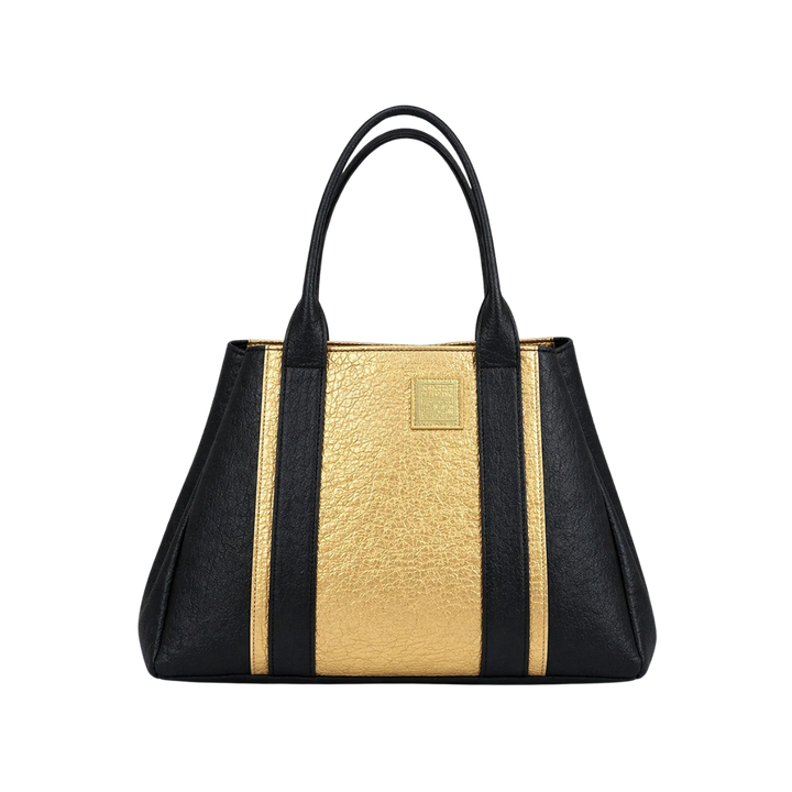 Pinatex Tote Bag Black &amp; Gold