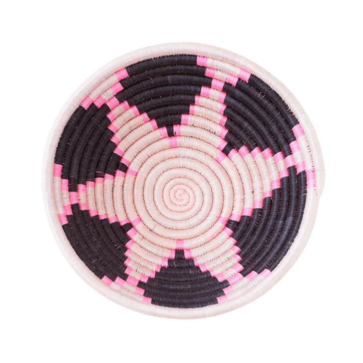 Pink Black Sweetgrass Basket Small