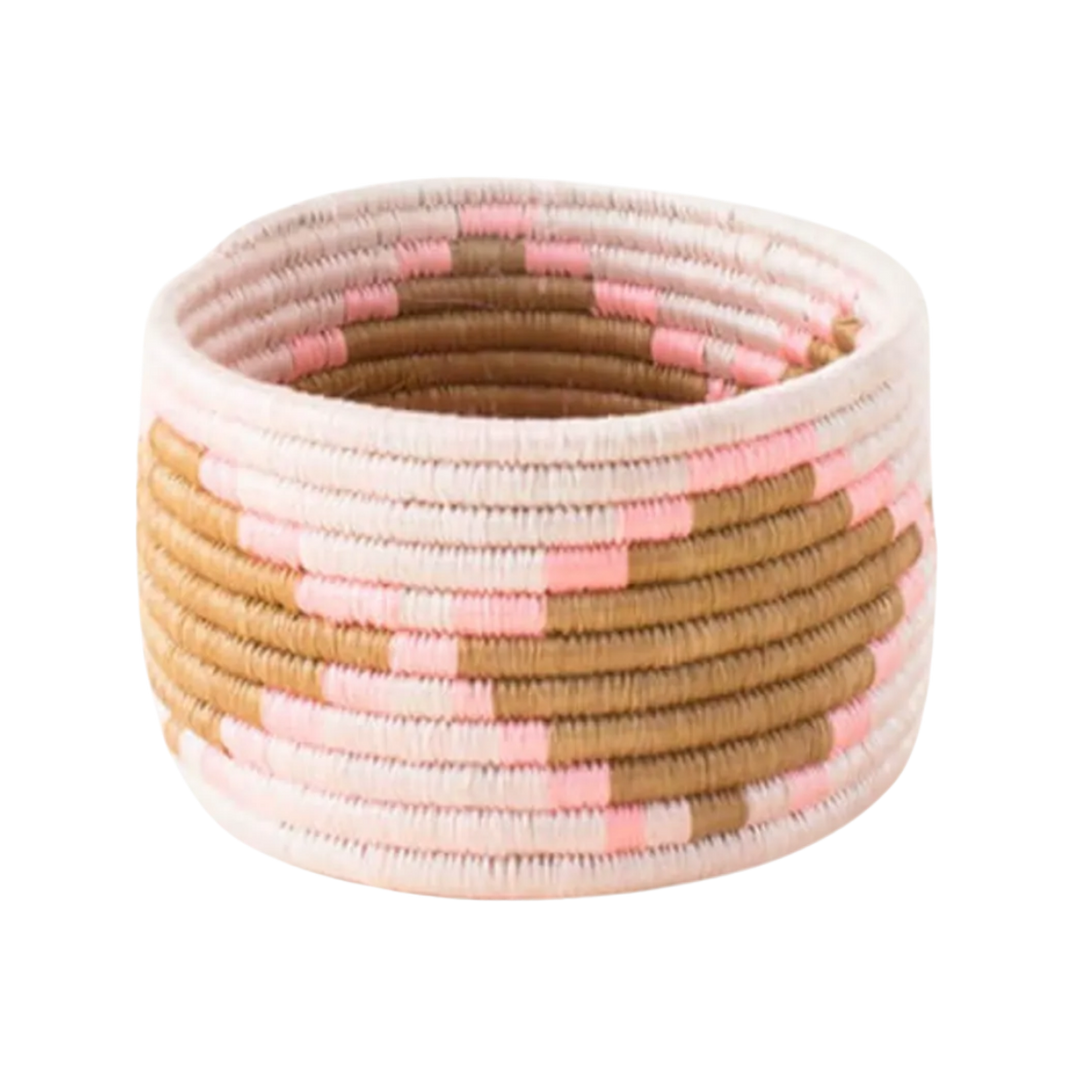 Pink Tan Sweetgrass Trinket Basket