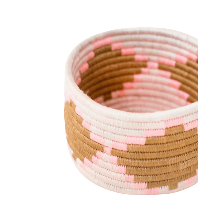 Pink Tan Sweetgrass Trinket Basket