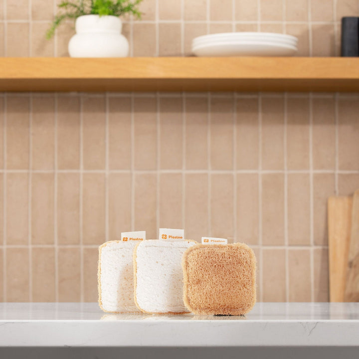 Compostable Loofah &amp; Cellulose Dual-Sided Scrub Sponge