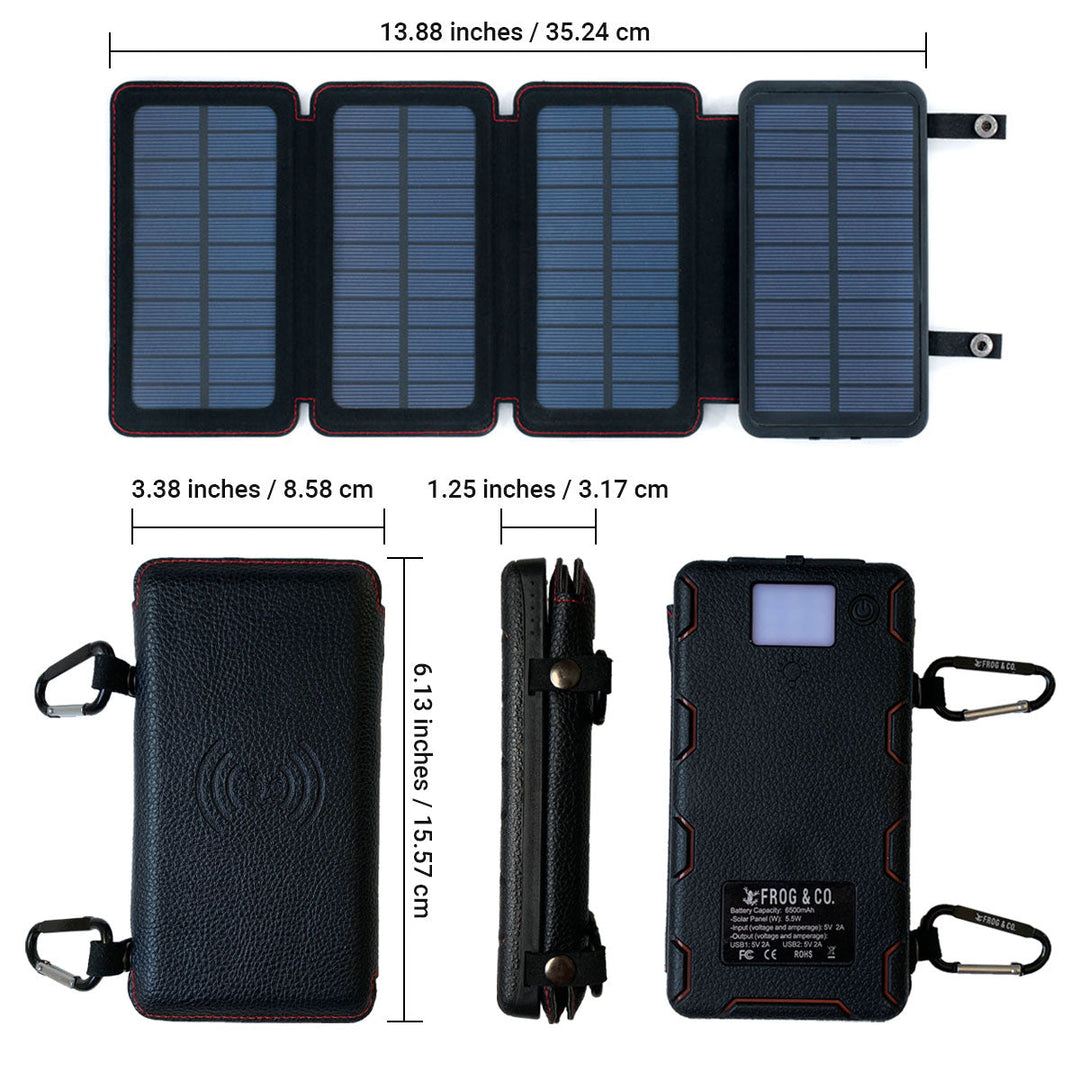 Solar Power Bank, 8,000 mAh, 3-Port, 4-Panel