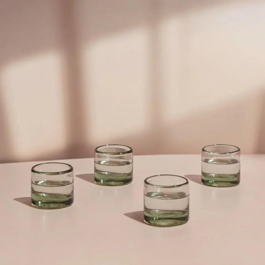 Mouth-Blown Recycled Glass Drinkware, Clear, 4 Ct.