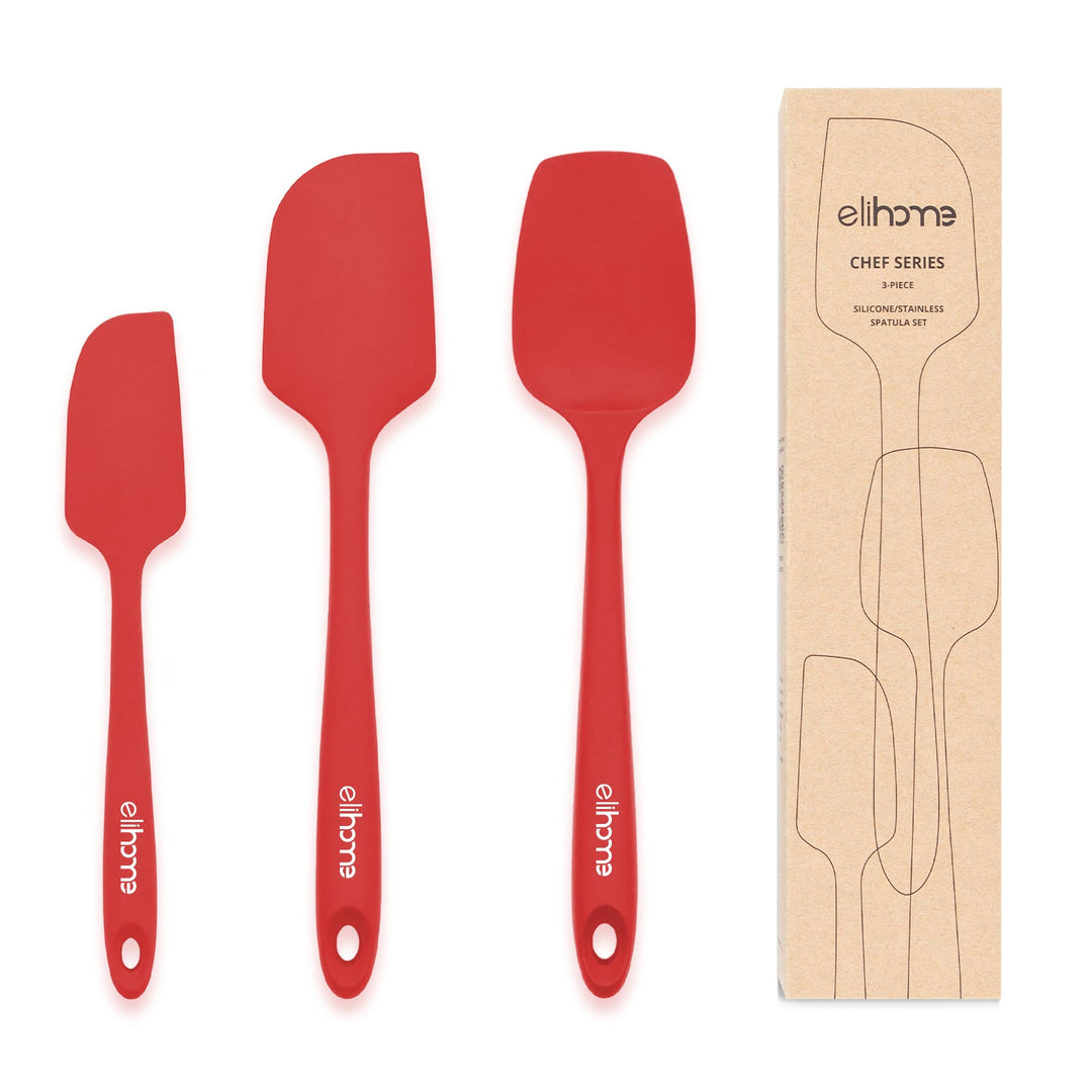 BPA-Free Silicone Kitchen Spatula Set, Red, 3 Ct.