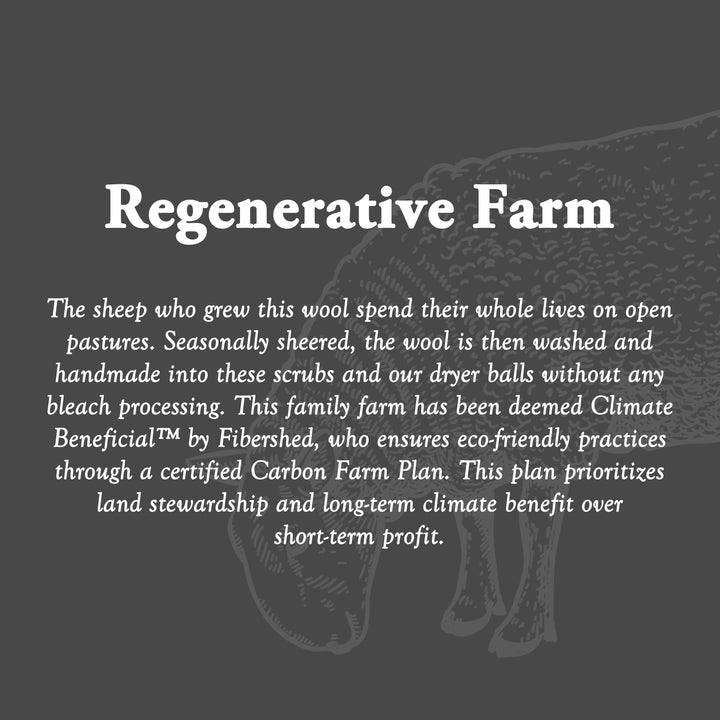 Text about a regenerative farm and sheep on a black background
