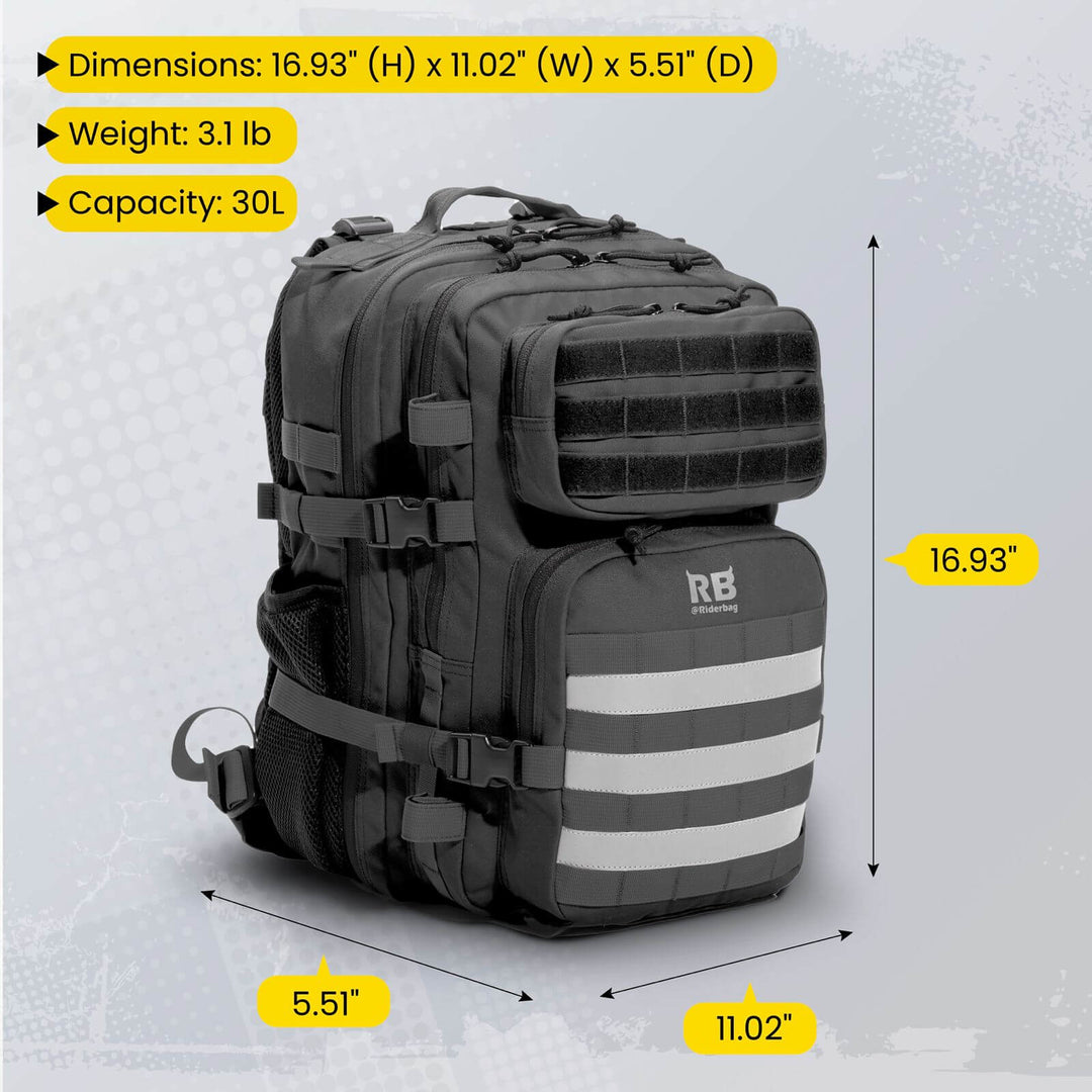RPET 900D Tactical Military Backpack 30L, Black