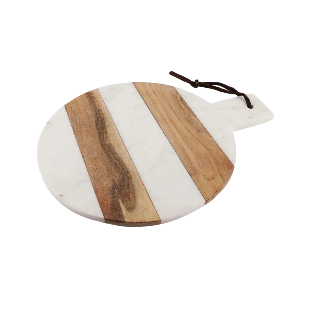 Round Marble Acacia Charcuterie Board